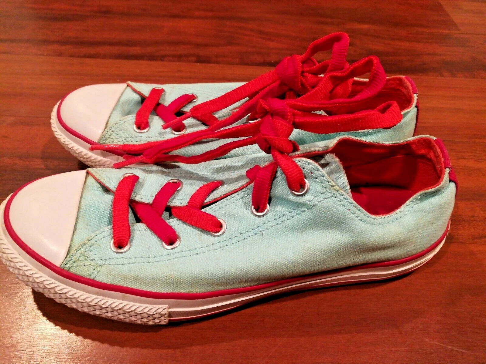 Scarpe sneakers Converse Chuck Taylor All Star Junior ragazza linguetta blu rosso taglia 4