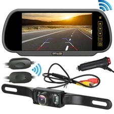 Wireless Car Backup Camera Rear View System Night Vision 7" LCD Mirror Monitor