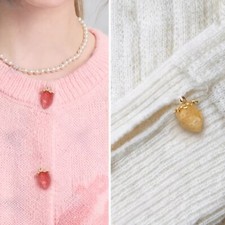 10pcs Mini Strawberry Shank Buttons for Clothes Metal Resin Pendant Ornaments