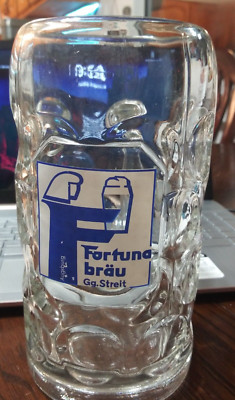 German Dimpled Liter Beer Mug Augsburg Fortuna brau Gg.Streit