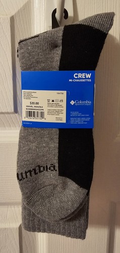 Columbia Men's 2-Pack Wool Blend Crew Socks GRAY BLACK Shoe Size 6-12 NEW - Picture 2 of 5