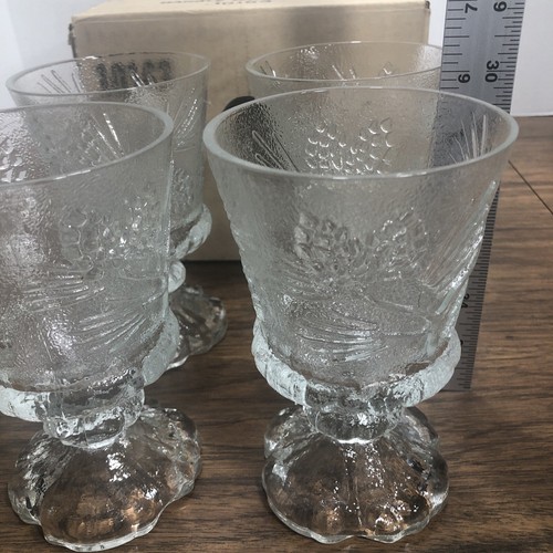 4 Indiana Glass Tiara Pinecone PONDEROSA PINE 6" Footed Water Goblets / Glasses - Picture 7 of 7