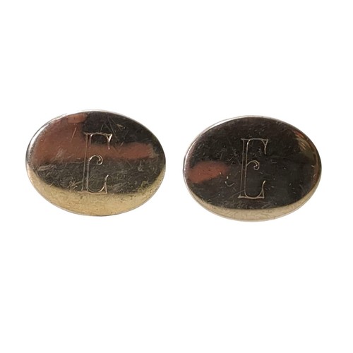 Gemelos Vintage E Monograma Tono Dorado Ovalados - Imagen 1 de 6