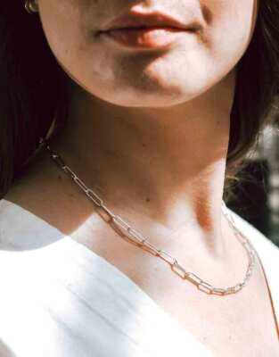 4mm Paperclip Link Chain Necklace Silver 925 Italy, Minimalist, 16''-30''