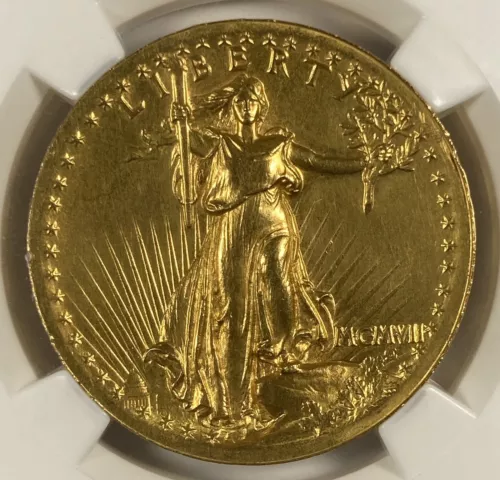 1907 $20 Saint Gaudens. Gold. High Relief. NGC Unc. Details. Super Choice.