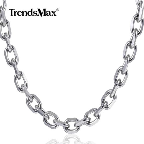 8mm Heavy Mens Cable Rolo Link Silver Tone Stainless Steel Necklace Chain 18-24" - Picture 2 of 10