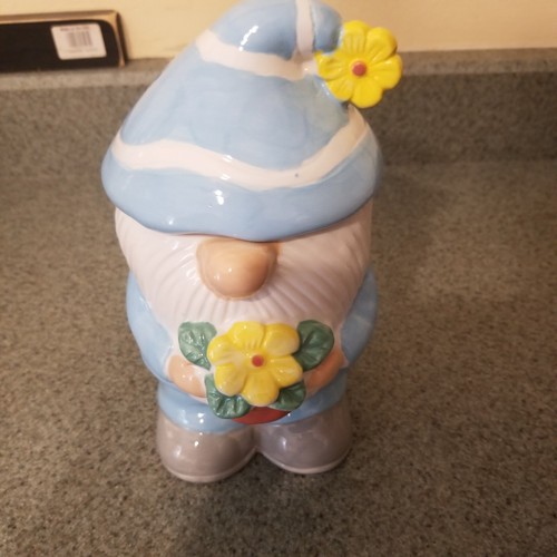 Cute 8-1/2 Inch Gnome Ceramic Cookie/Candy Jar - Picture 2 of 2