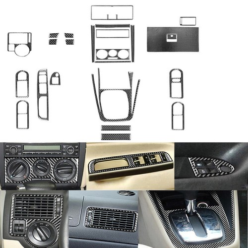 24Pcs For VW Golf MK4 Jetta R32 GTI 1999-04 Carbon Fiber Full Set Interior Cover - Picture 1 of 6