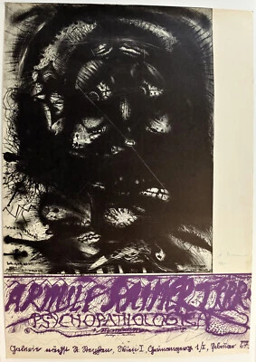Arnulf Rainer "Ohne Titel" handsigniert, Ausstellungsplakat „Psychopathologica" - Bild 1 von 3