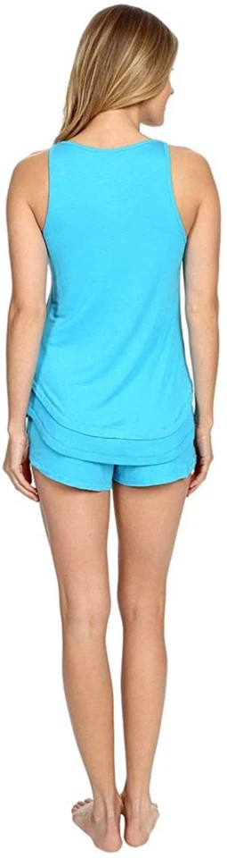 Conjunto de pantalones cortos y top acanalados azul océano Josie L81421 para mujer talla XL Foto 2 de 3