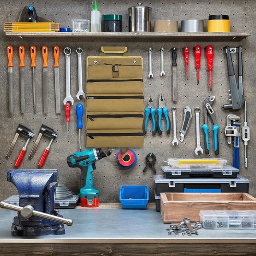 Roll Up Tool Bag Tool Roll Up Bag w/Detachable Tool Pouches Heavy Duty - Picture 6 of 20