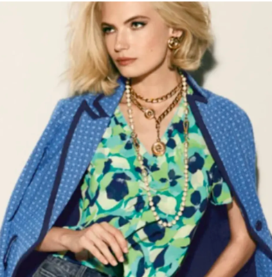 Cabi New NWT Trixie Top #6087 Green multi print XXS - XL Was $97