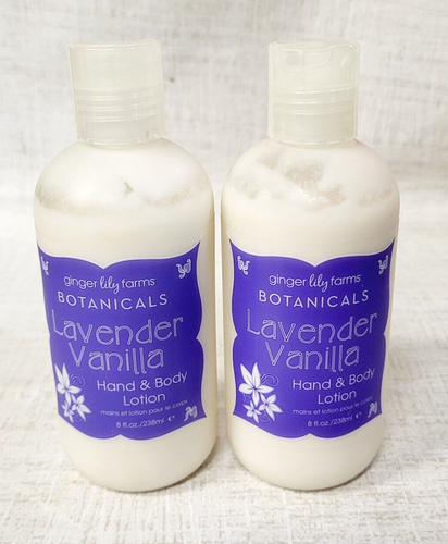 2 Ginger Lily farms Botanicals LAVENDER VANILLA Hand & Body Lotion 8 fl oz NEW