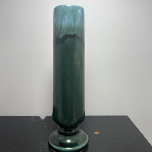 Vintage Hull Blue Green Drip Glaze Footed Bud Vase 6 1/2" Tall Free Shipping - Picture 4 of 14