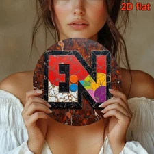 8" Abstract Letter EN Aluminum Sign, Colorful Geometric Art Decor