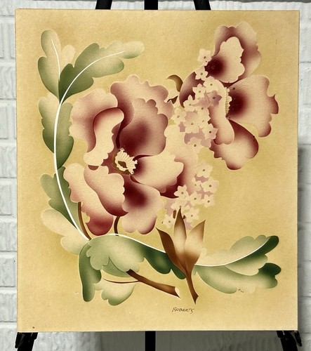 Newman Decor Airbrush Watercolor Art Deco 16x14 ND Painting Signed Roberts Vtg