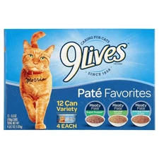 9Lives Paté Favorites Variety Pack Wet Cat Food, 5.5-Ounce Cans, 12-Count