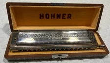 VINTAGE M. Hohner 64 Super Chromonica Harmonica 280 16 Holes & Case