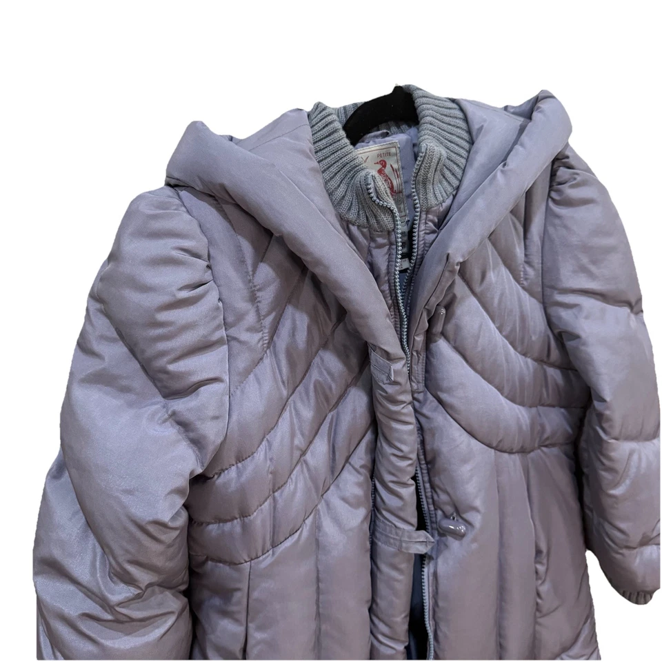 THE WATERS EDGE Vintage Long Pale Lavender Down Puffer Coat Sz Petite M - Image 3 of 4