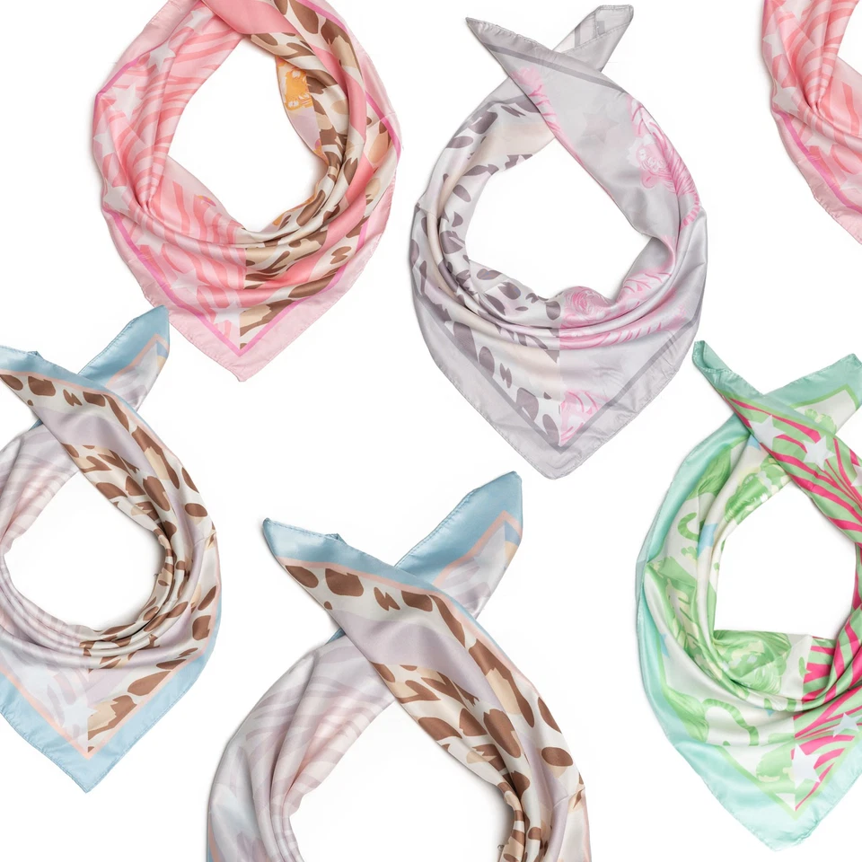 Halstuch Tuch Seidenmix Leo Zebra Tiger Stern Scarf gemustert Damen Nickituch - Bild 1 von 1