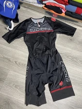 SUNDRIED Triathlon RaceLine Sleeveless Tri Suit Size L MEN’S Black RED Elite