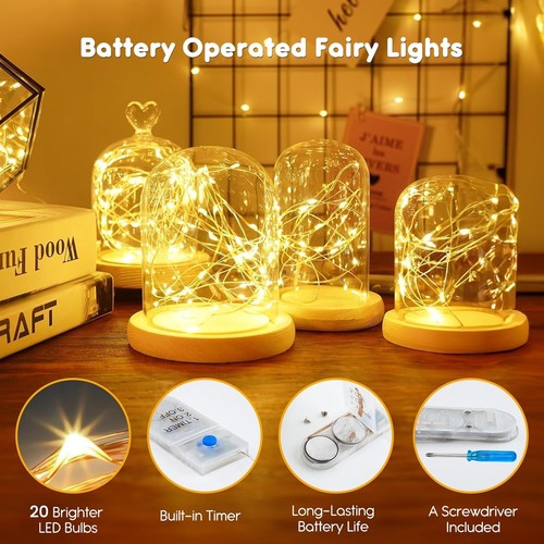Flexible Silver Wire Fairy Lights - 7ft 20 LED Timer String Lights for Crafting - Picture 4 of 9