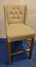 Beige High Chair Wooden Legs Long 17 Inches  Width 20 inches  Height 38 inches