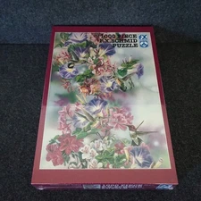 F.X. Schmid 1000 Piece Jigsaw Puzzle Whispering Wings Hummingbirds Floral 1997