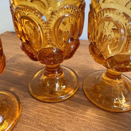 Vintage LE Smith Moon & Stars Wine Glasses Set of 4 Amber Cordial Glasses - Picture 9 of 9