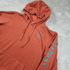 Ariat Boot Barn Hoodie Womens Medium Orange Embroidered Western Sweatshirt