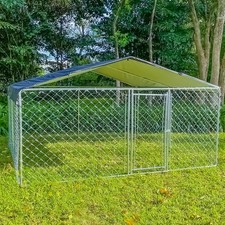 10x10 ft Outdoor Pet Dog Run House Kennel Shade Enclosure Cage with Cover