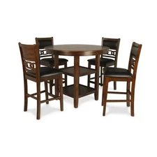 New Classic Round Counterheight Table And 4 Chairs - 5 PC Counter height Dining