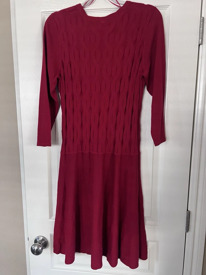 Vestido para mujer Nine West Red Cable manga 3/4 cuello redondo talla M Foto 2 de 4