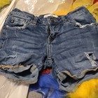 KanCan Womens Blue Denim Distressed Frayed Cut-Off Shorts Mid Rise 5-Pocket S — photo 1