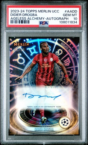 Didier Drogba 2023-24 Merlin Ageless Alchemy Auto /99 PSA 10 Card - Picture 2 of 3