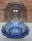 VTG Blue Depression Indiana Glass Madrid Square Saucer Plates Federal (3) 5.5”