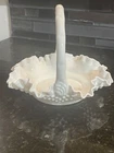 White Milk Glass Hobnail Basket Vintage 70's Candy Flowers Catchall