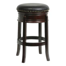 Bowery Hill 30" Contemporary Wood Swivel Bar Stool in Black/Cappuccino
