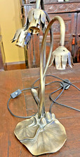 Vintage Deco style Lily pad Lamp base Antique Brass effect 3 lights