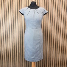 Phase Eight Dress 10 Grey Houndstooth Pencil Knee Length Stretch Career Office
