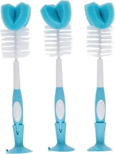 Dr. Brown'S Baby Bottle Cleaning Brush with Sponge and Scrubber - Blue - 3-Pack