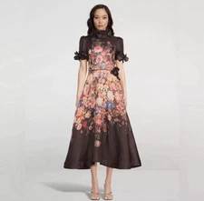 New Zimmermann Luminosity Liftoff Midi Petal Appliqué Dress Size 0 XS