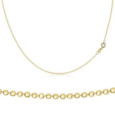 Damen Kette Gold vergoldet 925 Silber Kugelkette 42 cm x 1,2 mm Gold 24K K2688 - Bild 1 von 4