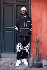 Oversized Man Graffiti Rope Drawcord Hooded Tracksuit