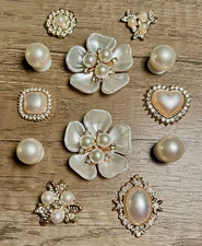 12pc Pearl Flower Bling Glam Shoe Charms for Crocs or Shoe Laces