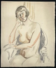 Fred Biesel Chicago Art Deco Modernist Watercolor Frances Strain 1930 Amazing!!