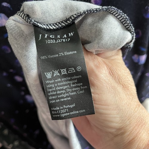 Jerseykleid Jigsaw Größe S dunkelblau lila gemustert Stretch 3/4 Ärmel - Bild 10 von 10