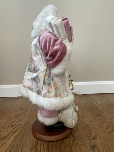 Vintage Unique Rose Pink Gold Chic Glam Christmas Santa Claus Figure 15” x 8” - Picture 10 of 16