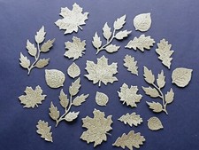 🍁 22x Herbst Baum Blätter Papier Stanzteile Kartenschmuck Basteln Gold Glitzer