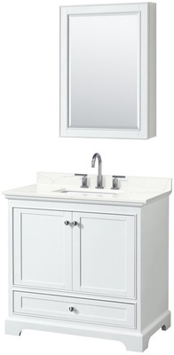 Wyndham Collection WCS202036S-QTZ-US3MED Deborah 36'' - White / Giotto Quartz Top